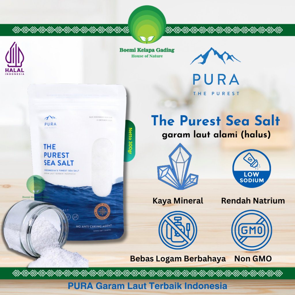 

Purest Sea Salt Fine Garam Laut Organik Halus 300 gram Natural Produk Alami Sehat Halal PURA