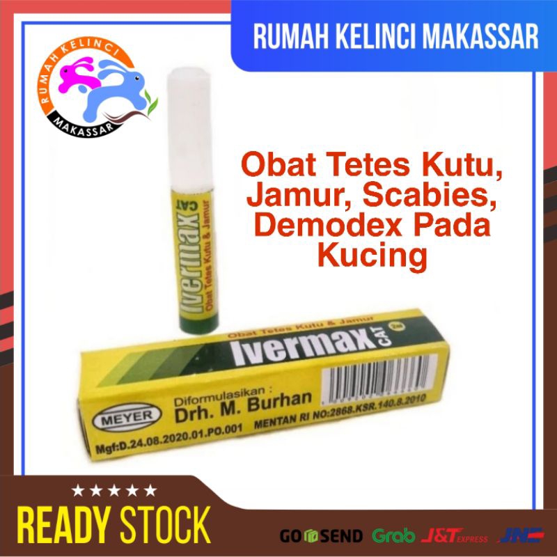 Ivermax Kucing Radang Kulit Obat Tetes Kutu Scabies Jamur Flea Demodex Kucing Anjing