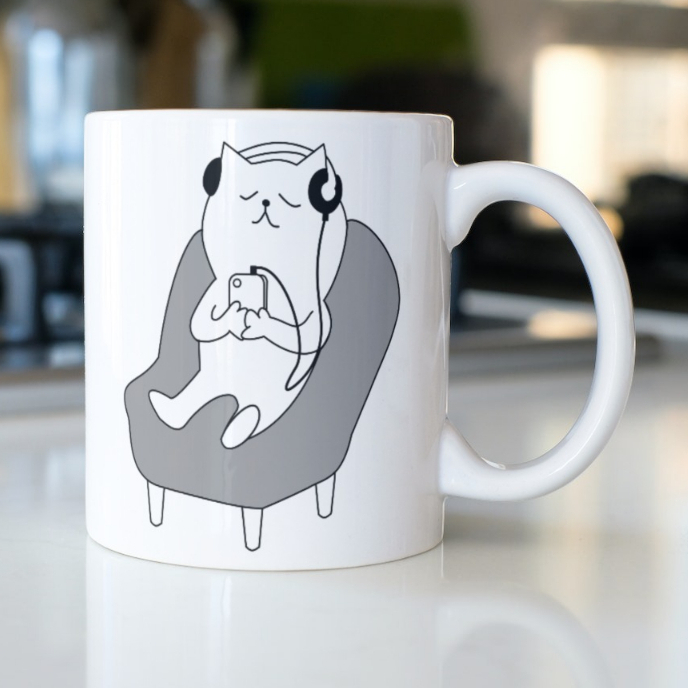 Mug Motif Musik Santai Headphone