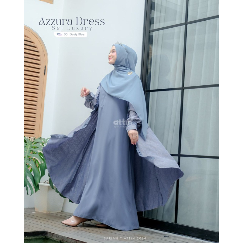 Gamis Mom dewasa adem Mewah simple elegan gamis kondangan set 2in1 inner + outer motif limited azzur