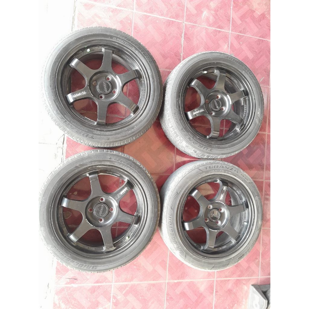 Velg Mobil Bekas Ring 16 Rays TE37 Paket Ban Cocok Buat Jazz Brio Mobilio Yaris City Agya Calya Sigr
