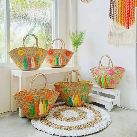 Tas Mendong anyaman Sulam serat Jogja handmade bag warna