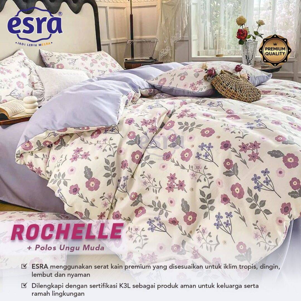 Bedcover Set Motif Rochelle Bahan Katun Premium Quality bedcover sprei aesthetic motif bunga daun 16