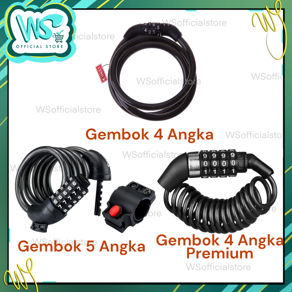 GEMBOK SEPEDA KOMBINASI ANGKA 4 DIGIT & 5 DIGIT