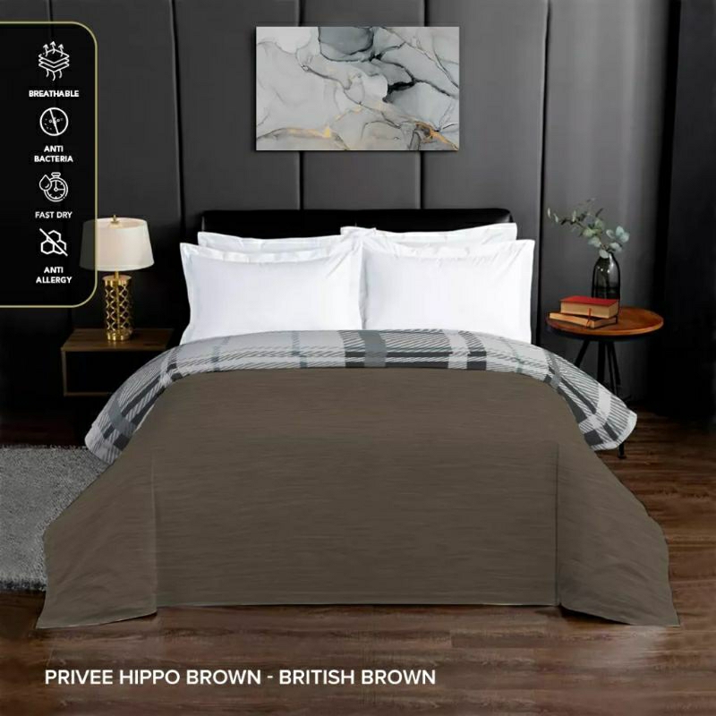 King Rabbit Reserve Bed Cover Single Motif Hippo Brown