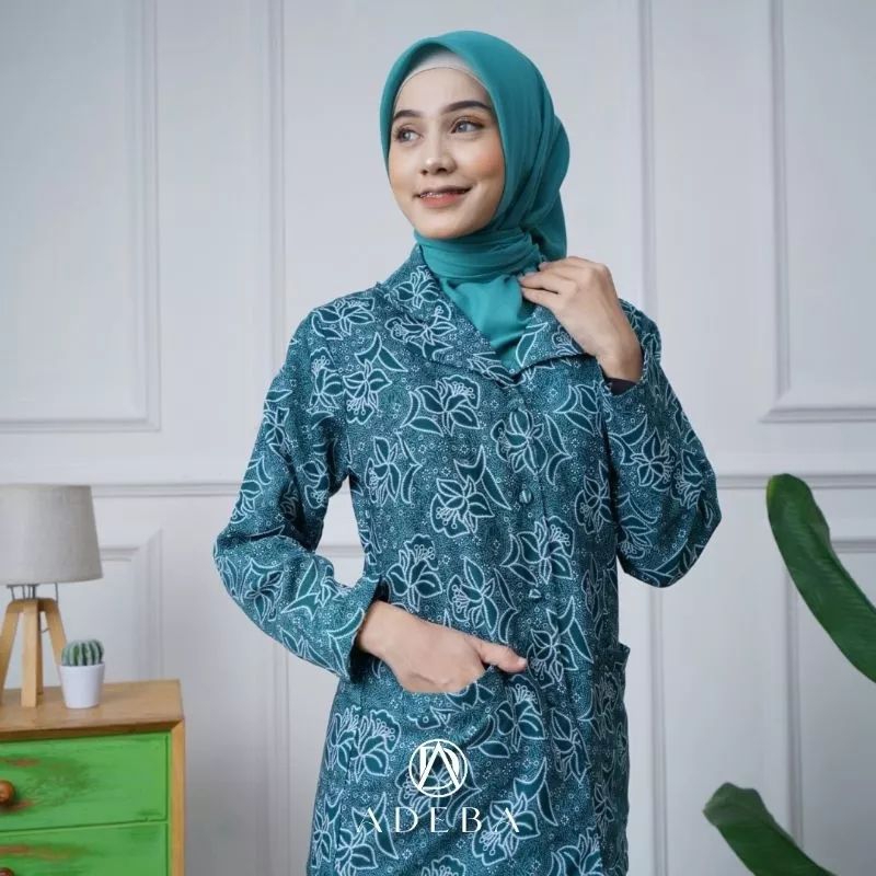 Kerudung segiempat PKK Nasional Hijau Tosca Bordir Premium