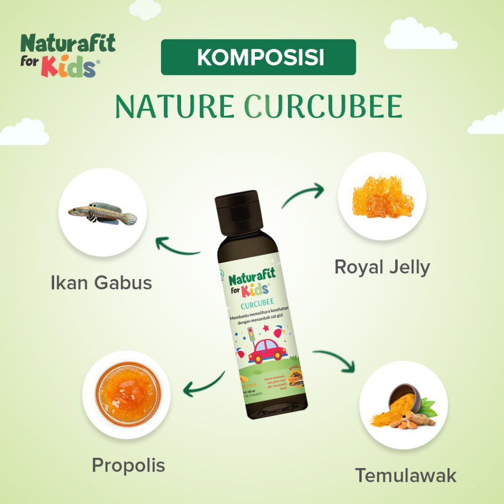 CURCUBEE Madu Ekstrak Ikan Gabus Suplemen Makanan Lengkapi Gizi Anak Cegah Stunting - Naturafit for Kids