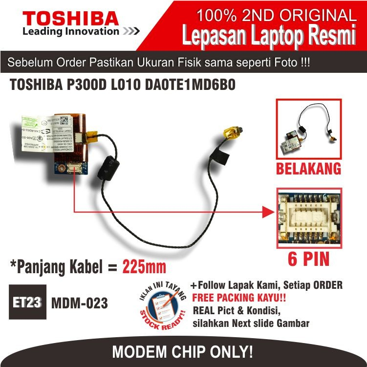 ET23 MDM-023 Internal Modem Modem Chip TOSHIBA P300D L010 DA0TE1MD6B0