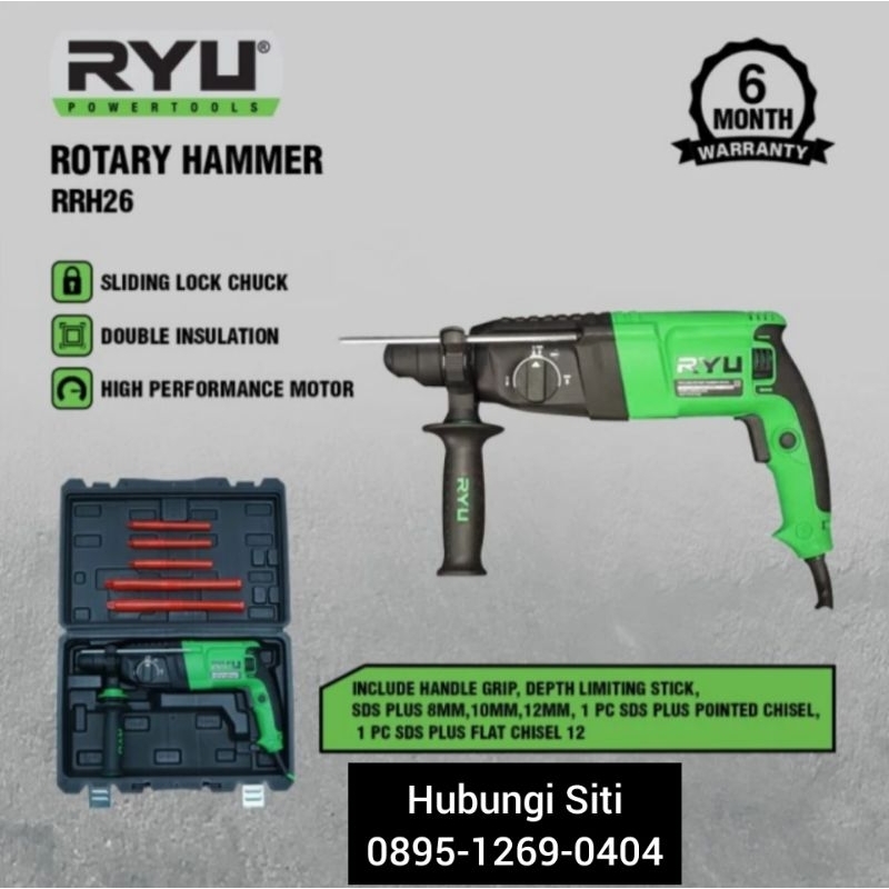 MESIN BOR BOBOK BETON 3 FUNGSI SET RYU RRH 26