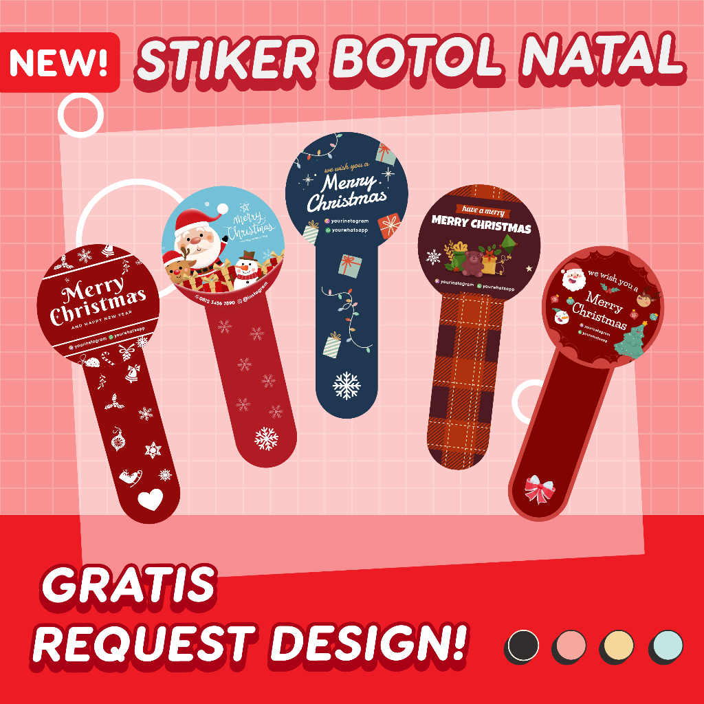 

Stiker Natal Custom Segel Botol Christmas Print Sticker Segel Toples Kue Kering Kemasan Makanan