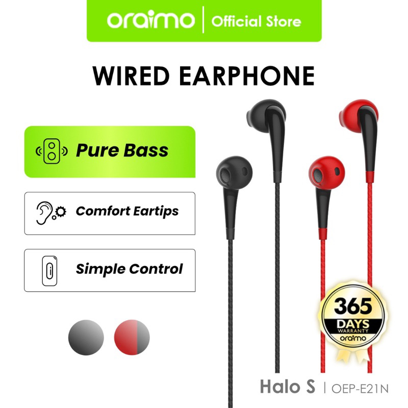 Oraimo Wired Headset In-Ear Earphone Universal 3.5mm Jack Panjang 1.2 Meter OEP-E21N