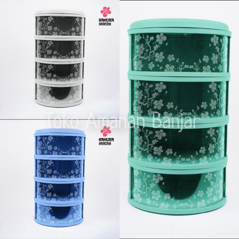 Tudung Saji 4 Susun Motif Sakura | Tempat Penyimpanan Makanan Tudung Saji 5 Susun Polos Diamond