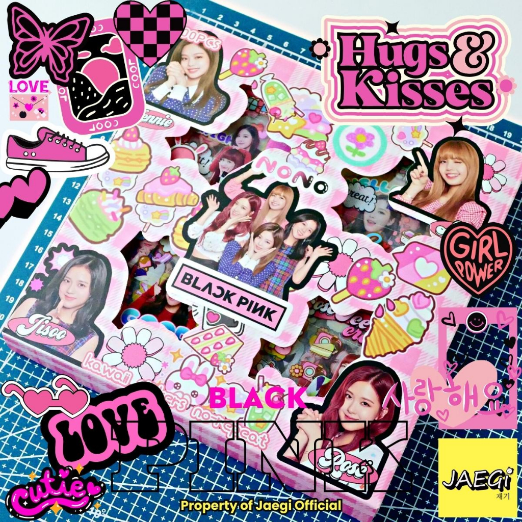 

JAEGi - Sticker Box isi 100 Korean Girl Band Black Pink Edition Premium Waterproof