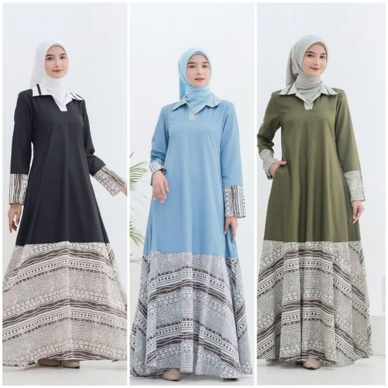 New Arrival Gamis By Zayda Moslem Wear ZG120 Green, Blue and Black
