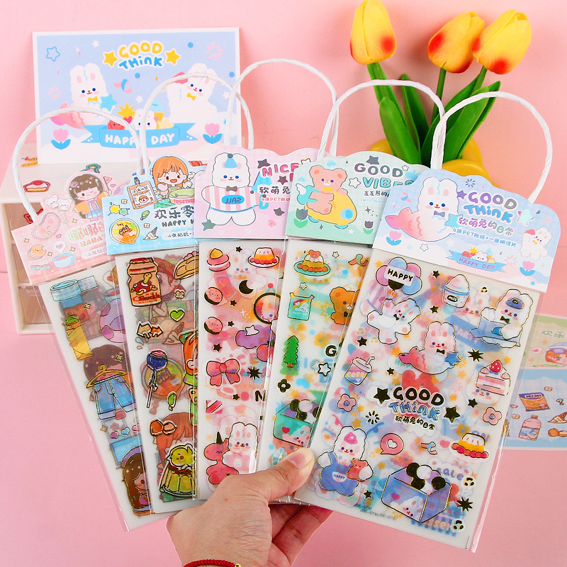 

(snapcorner) Sticker Set Isi 4 pcs With Post Card Motif Lucu / Sticker Aesthetic