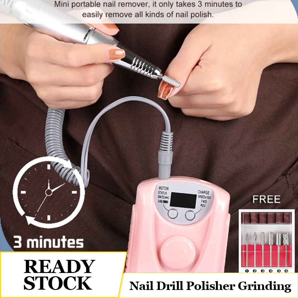 Alat Kikir Kuku Elektrik Portable Rechargeable Nail Drill Polisher Grinding Untuk Manicure Nail Art Tool