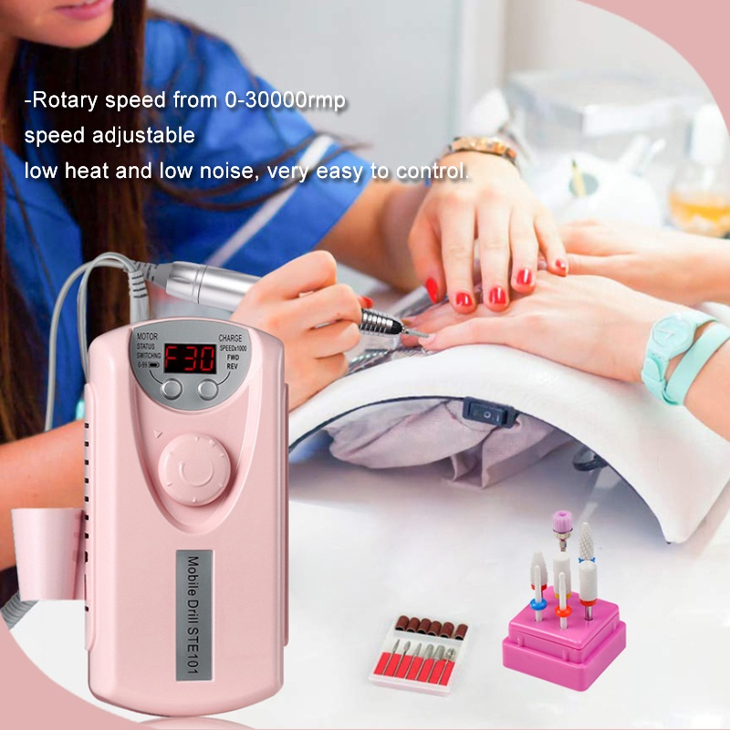 Alat Kikir Kuku Elektrik Portable Rechargeable Nail Drill Polisher Grinding Untuk Manicure Nail Art Tool