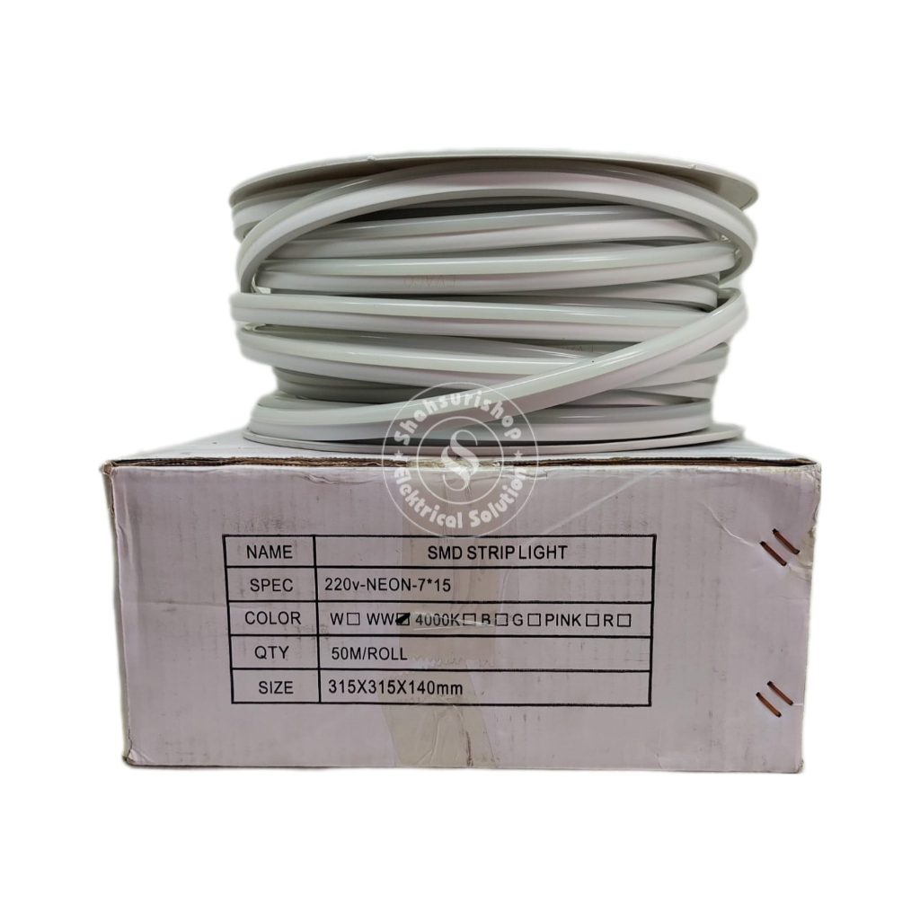 LAMPU LED NEON FLEKSIBEL SMD STRIPLIGHT 220 V METERAN KUNING