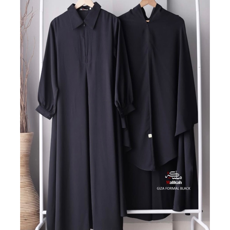 PRELOVED SE SET KHIMAR DAN GAMIS GIZA SIZE XL WARNA FORMAL BLACK ABAYA MALIKAH