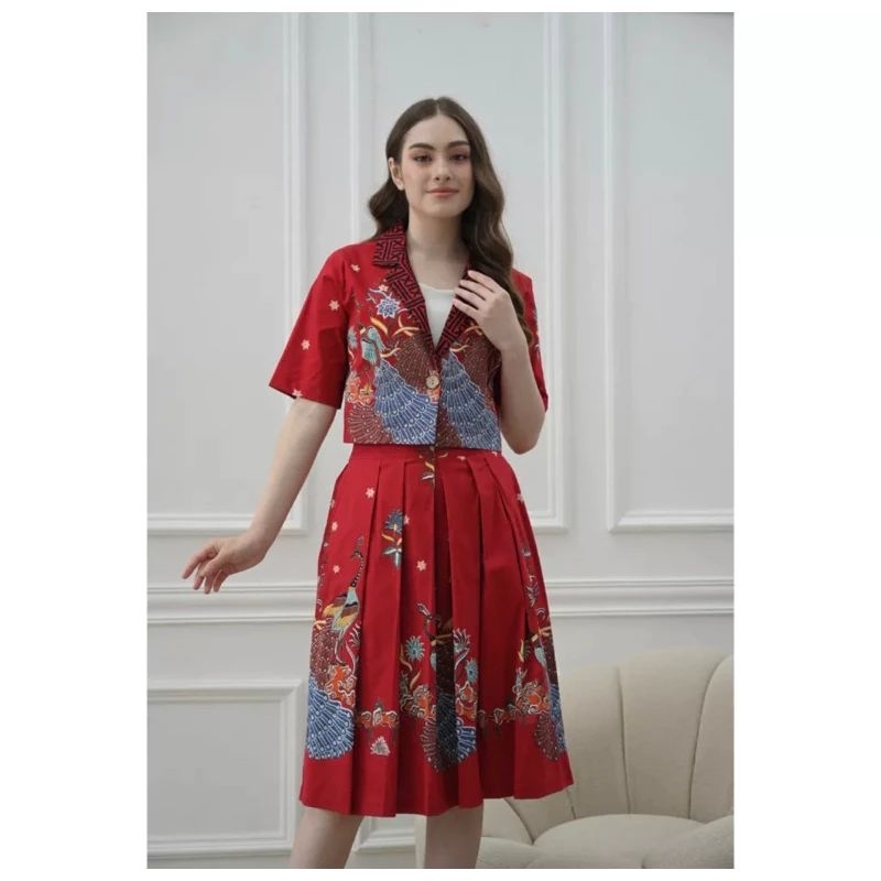 SETELAN BATIK OUTER ROK  BATIK MOTIF MERAK