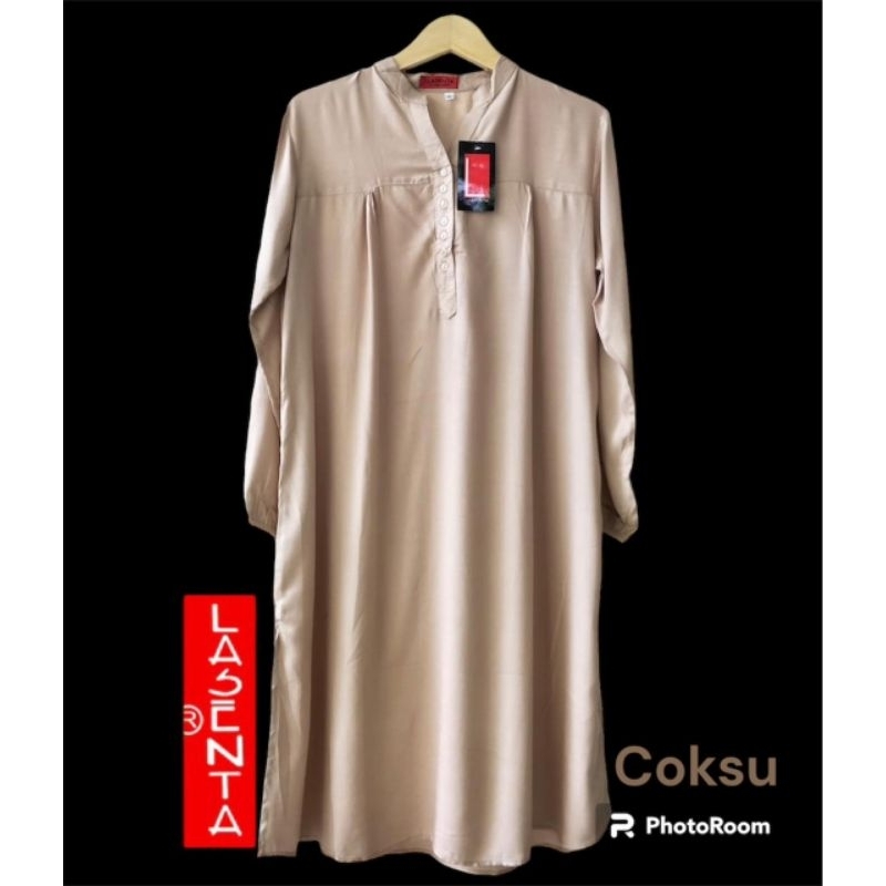 Tunik polos rayon coksu coklat susu Tunik katun rayon Tunik polos jumbo lasenta Tunik wanita terlari