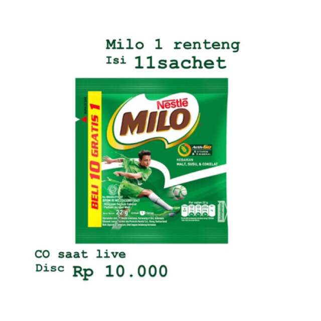 

Milo 1renteng isi 11sachet