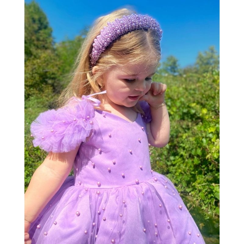 Gaun pesta anak ungu Lilac janayubaby