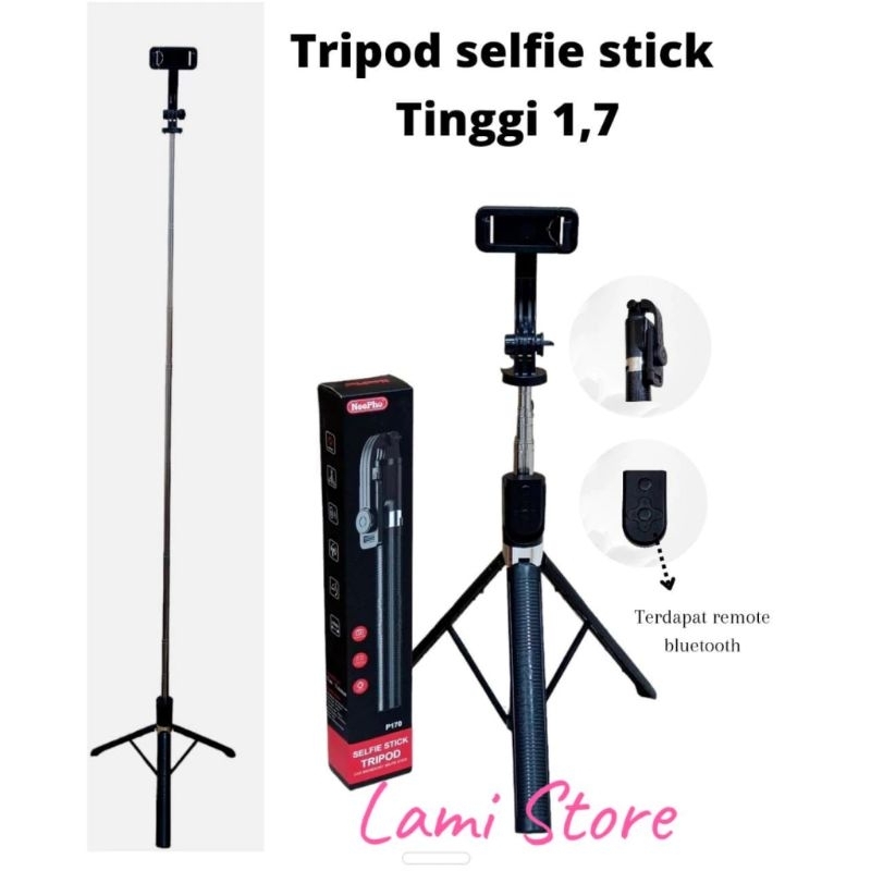 (170CM) Tongsis Bluetooth Selfie Stick Tripod 170cm