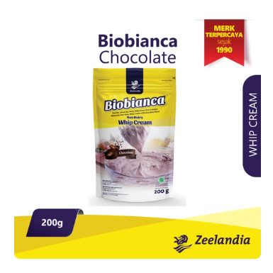 

Biobianca Chocolate 200gr/ Zeelandia/ Whip Cream/ BIobianca Whip Cream Coklat/ Whipcream coklat/ Bio Bianca