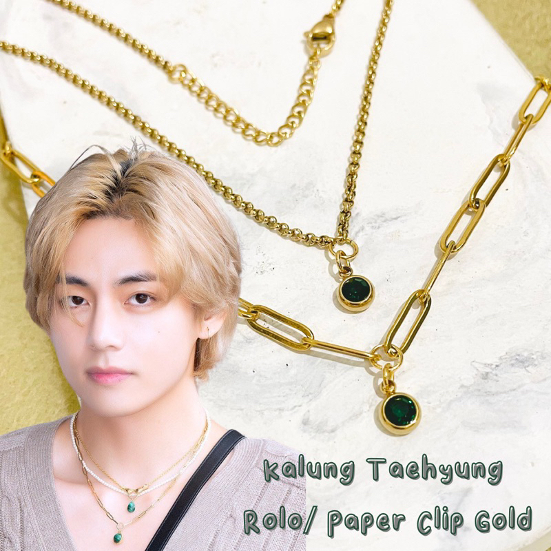 Kalung Paper Clip /Rolo gold Taehyung BTS V Anti karat