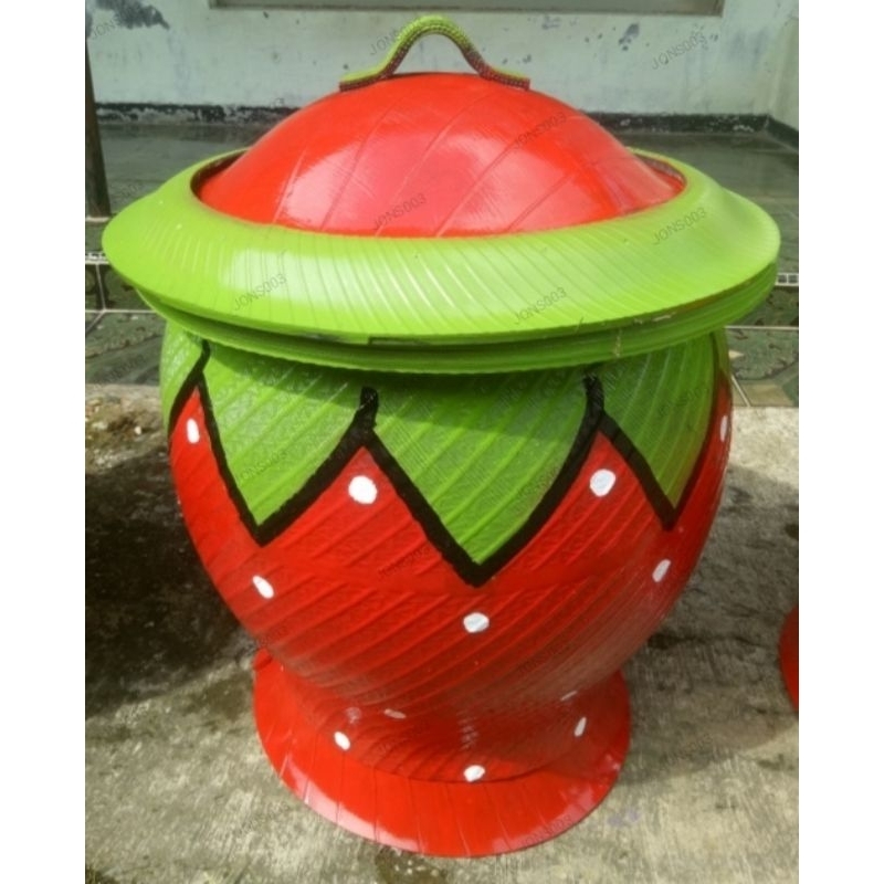 Tempat sampah bak sampah besar Premium buah strawberry