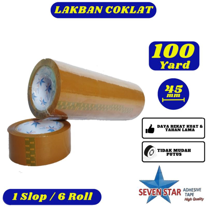 

Lakban Coklat Seven Star 45mm x 100yard Slop - Daya Rekat Kuat,Tidak Mudah Putus