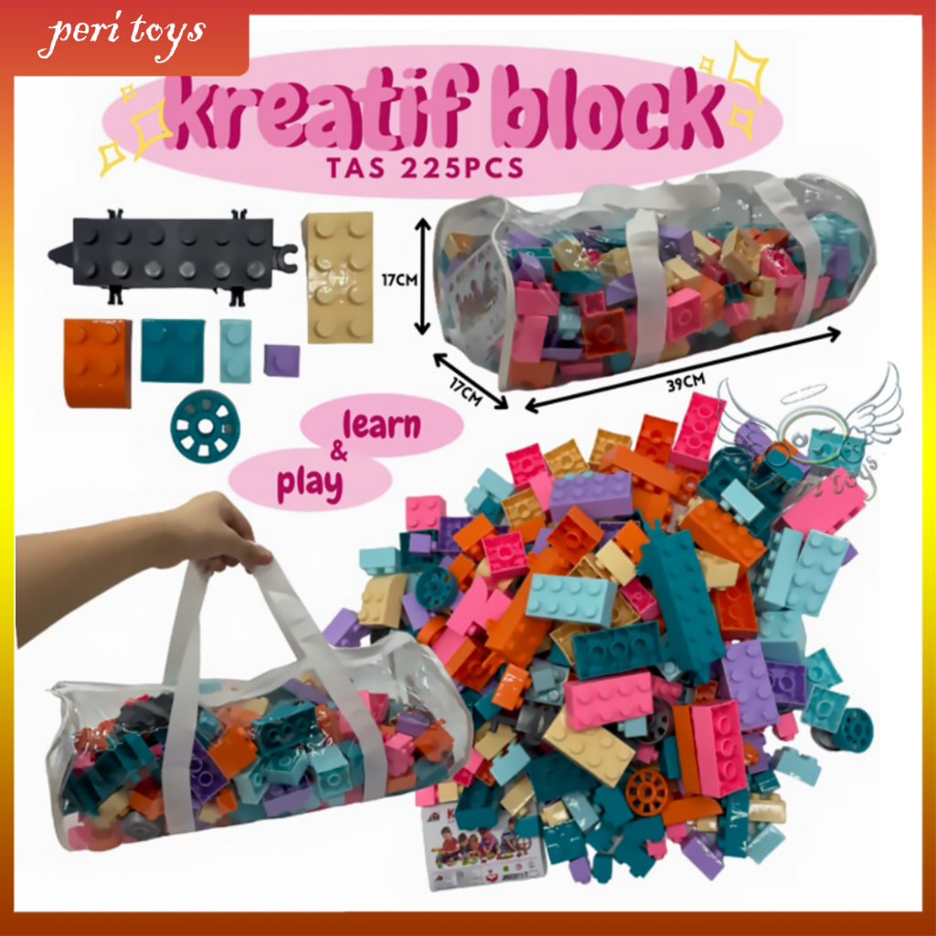 Kreatif Block Tas 225pcs / Mainan Block Edukasi  JM92011-T225