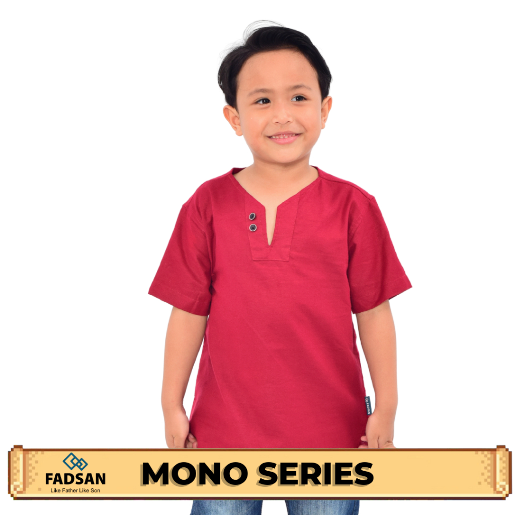 Fadsan Baju Koko Anak Laki Lengan Pendek Atasan Muslim Terbaru Mono Series