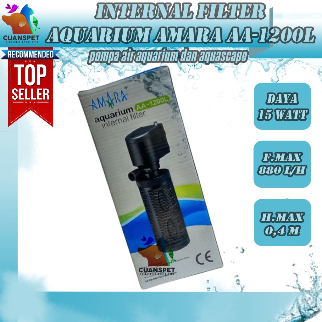 Pompa Air Celup Filter Internal Aquarium Amara AA-1200L AA1200L AA 1200L Mesin Akuarium Quick Filter