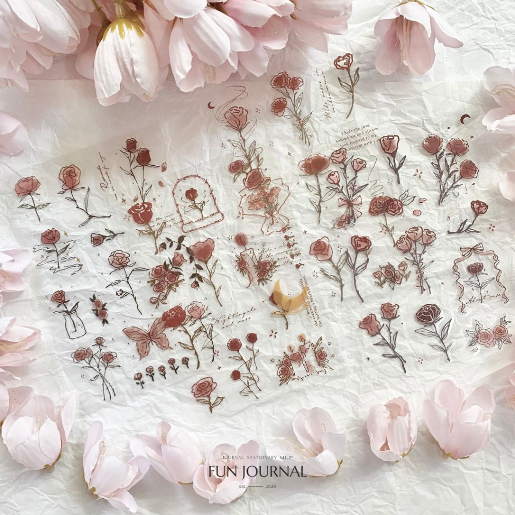 

THE ROSE POETRY STICKER STIKER SHEET UNTUK JOURNAL JURNAL PLANNING PLANNER SCRAPBOOK DIY BUJO