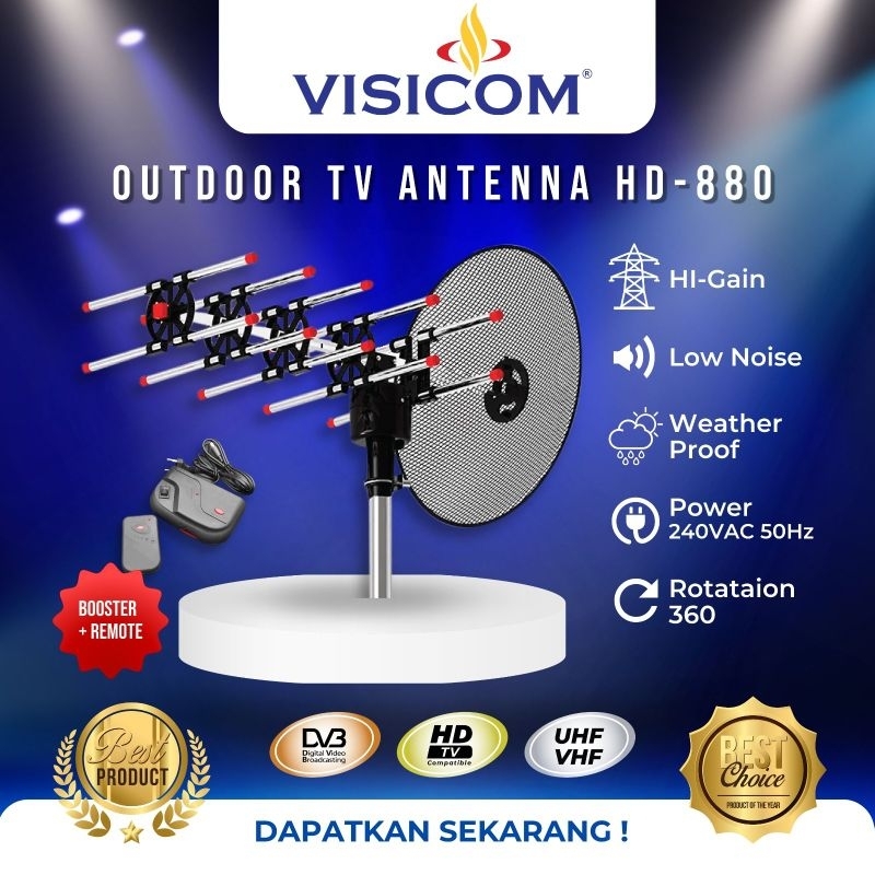 Antena Digital Visicom Remot + Boster + Kabel Merek Visicom