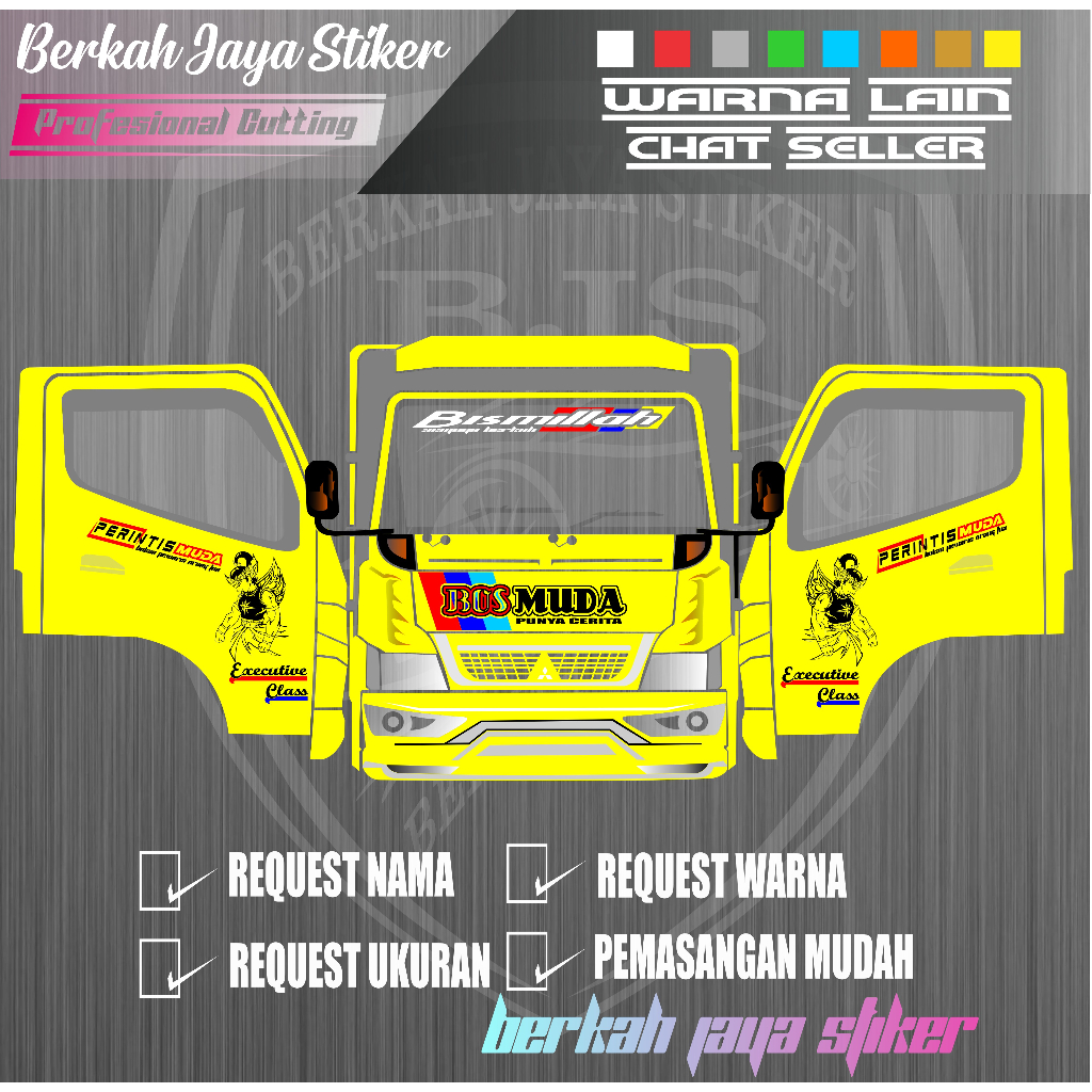 Cutting Stiker Depan Truk Stiker Pintu Samping Truk Stiker Kaca Depan Truk Stiker Bisa Request Nama
