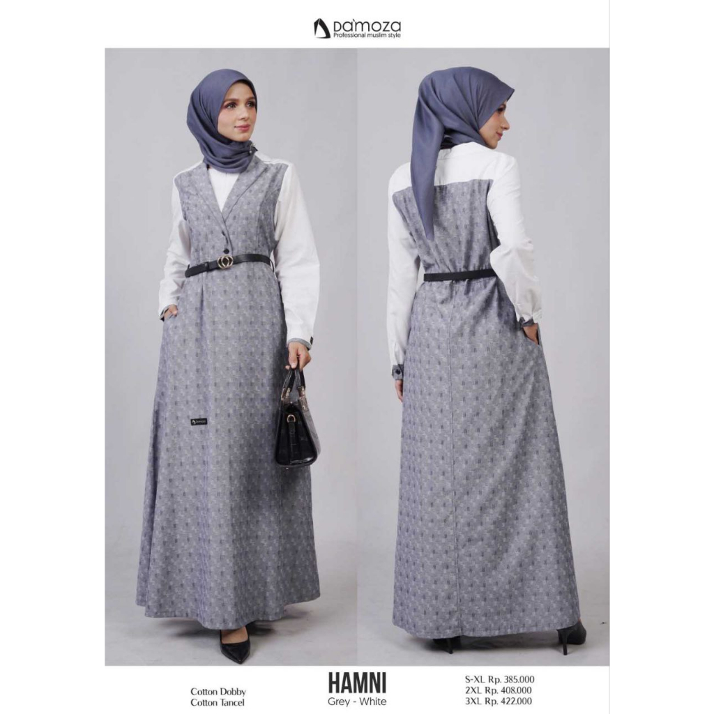 DAMOZA 100% ORI | Hamni Grey | Gamis Damoza