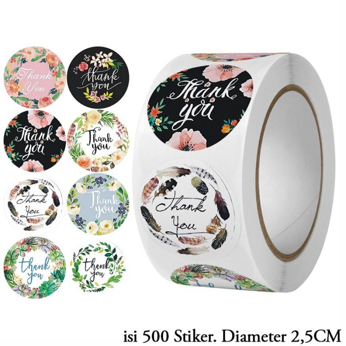 

Sticker Thank You 500 pcs Label Colorfull Stiker Segel Amplop (1 roll/500 pcs) Stiker