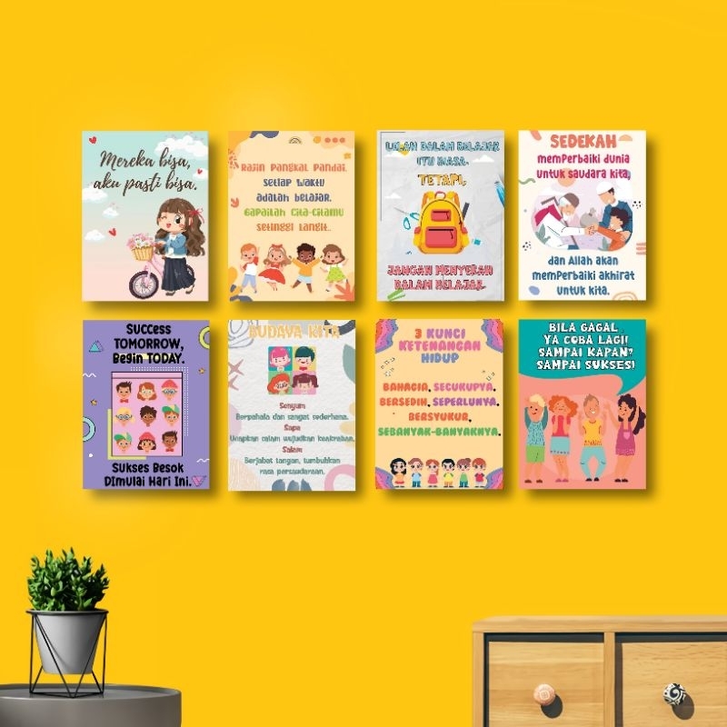 Hiasan Dinding Kamar Anak Pajangan Ruang Belajar Poster Kayu Motivasi