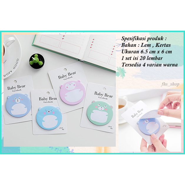 

Sticky Notes Lucu Sticky Note Kertas Memo Tempel Memo Buku Tulis Sticky Notes Aesthetic baby Bear Sticky Notes 6.5 cm x 6 cm