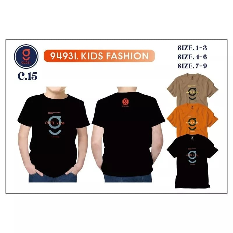 Kaos GUGEL KIDS  Premium size 1-18  Tangan Pendek
