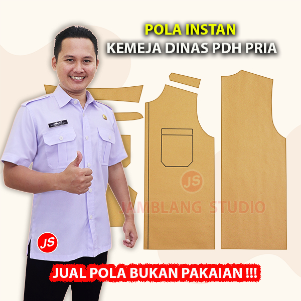 Pola Instan Kemeja Dinas PDH Pria