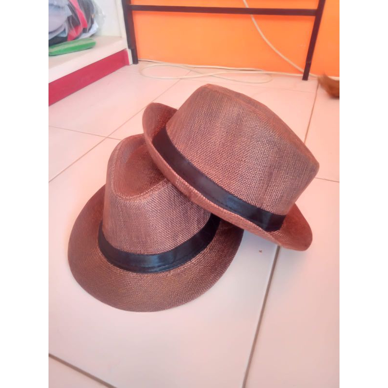 Topi fedora import straw hat