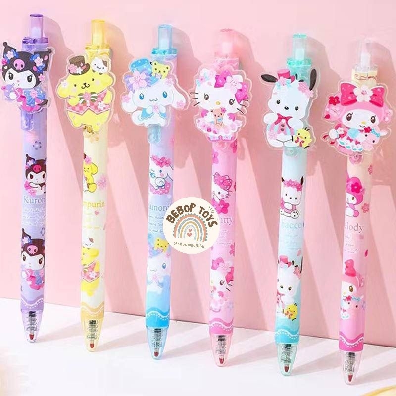 

DAPET 6 PCS SANRIO PEN UNICORN SAKURA (pulpen, ballpoint) kuromi my melody cinnamoroll pompompurin hello kitty