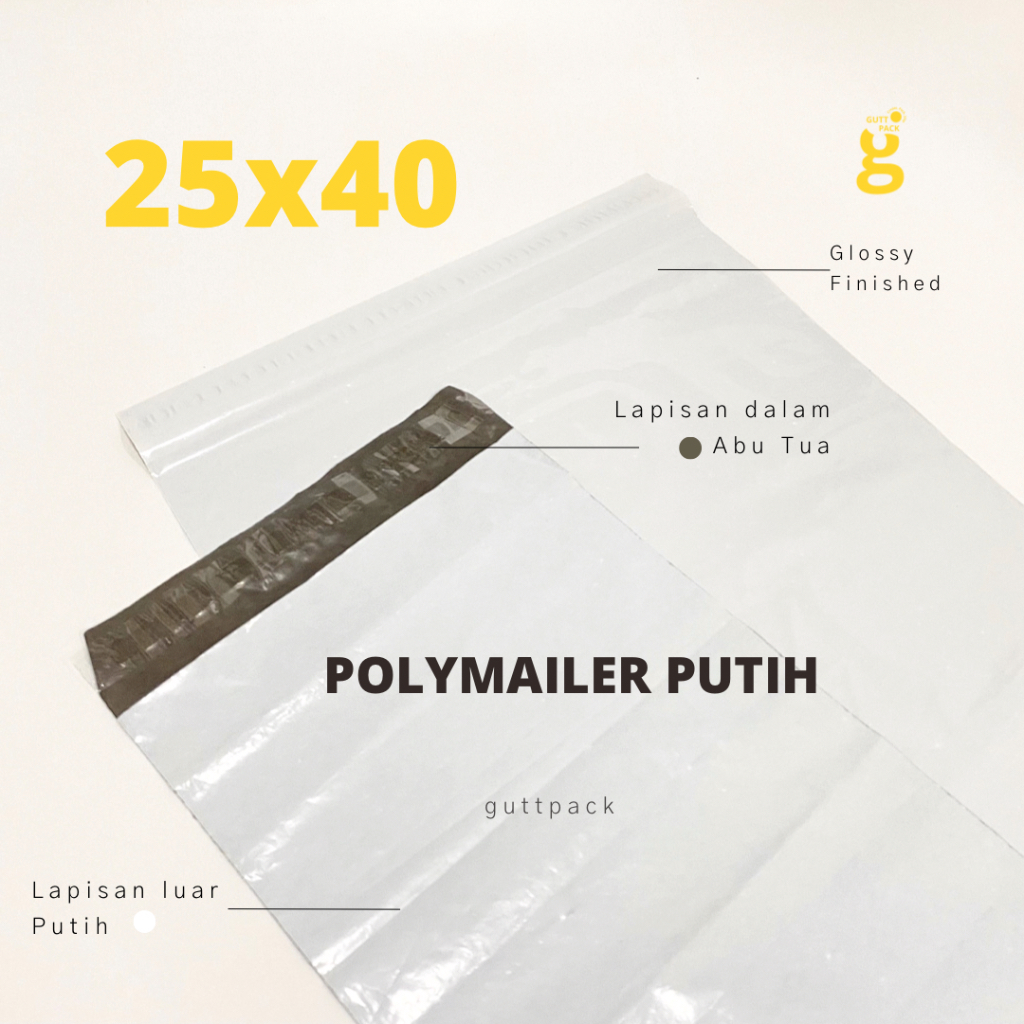 

25x40CM Plastik Packing Polymailer Putih LDPE/ Sablon Plastik Online Shop