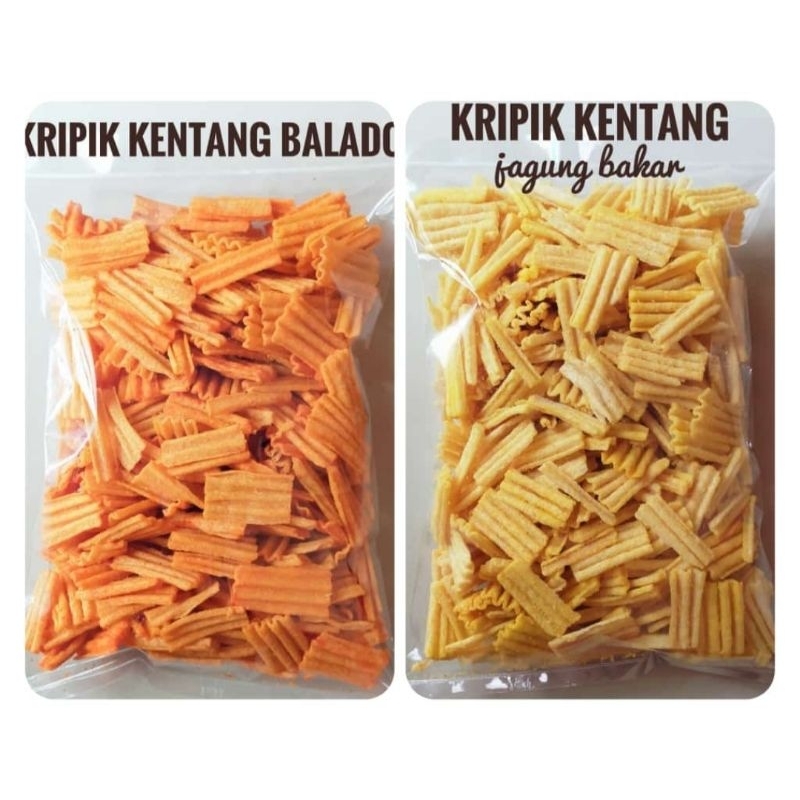 

Keripik Kentang Keriting Balado & Jagung Bakar