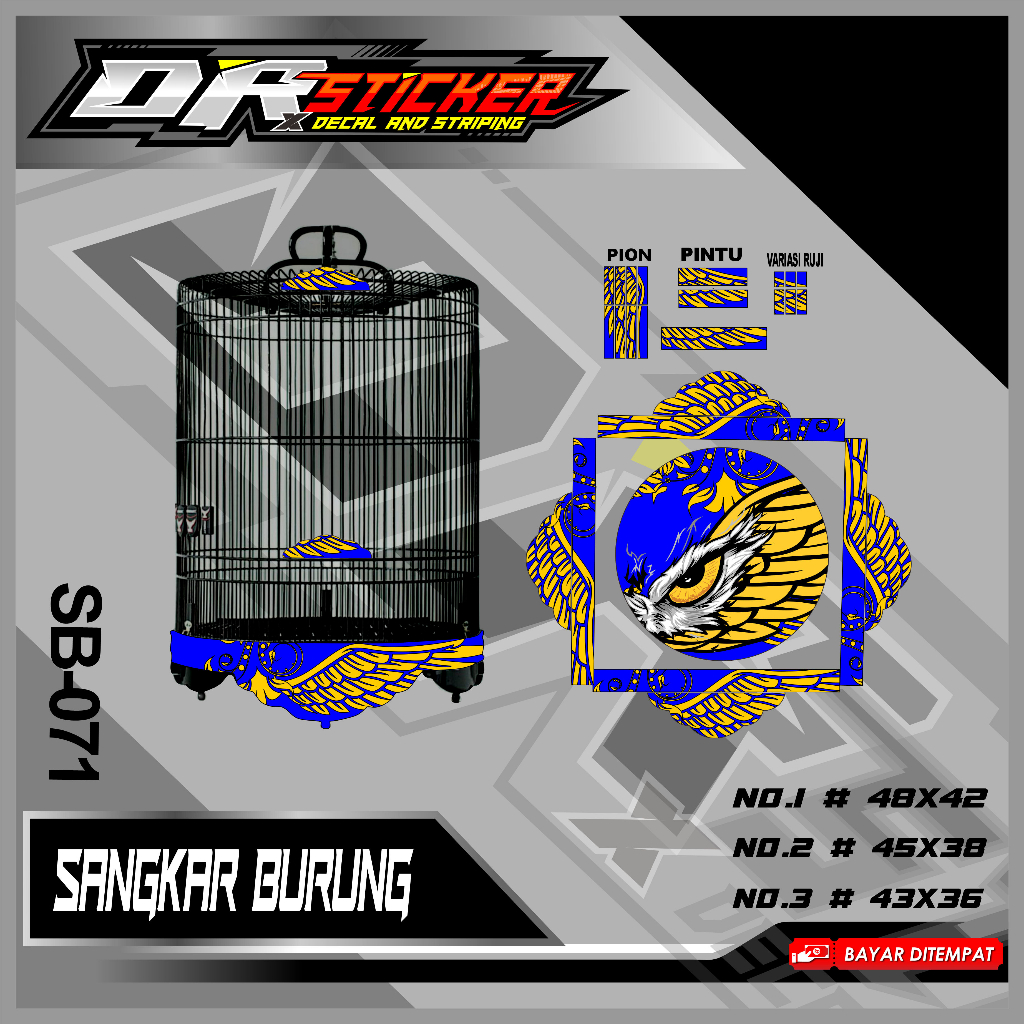 Sticker Bisa COD - Decal Sticker Sangkar Murai - Stiker Tebok Murai Sangkar Burung Variasi Motif Ela