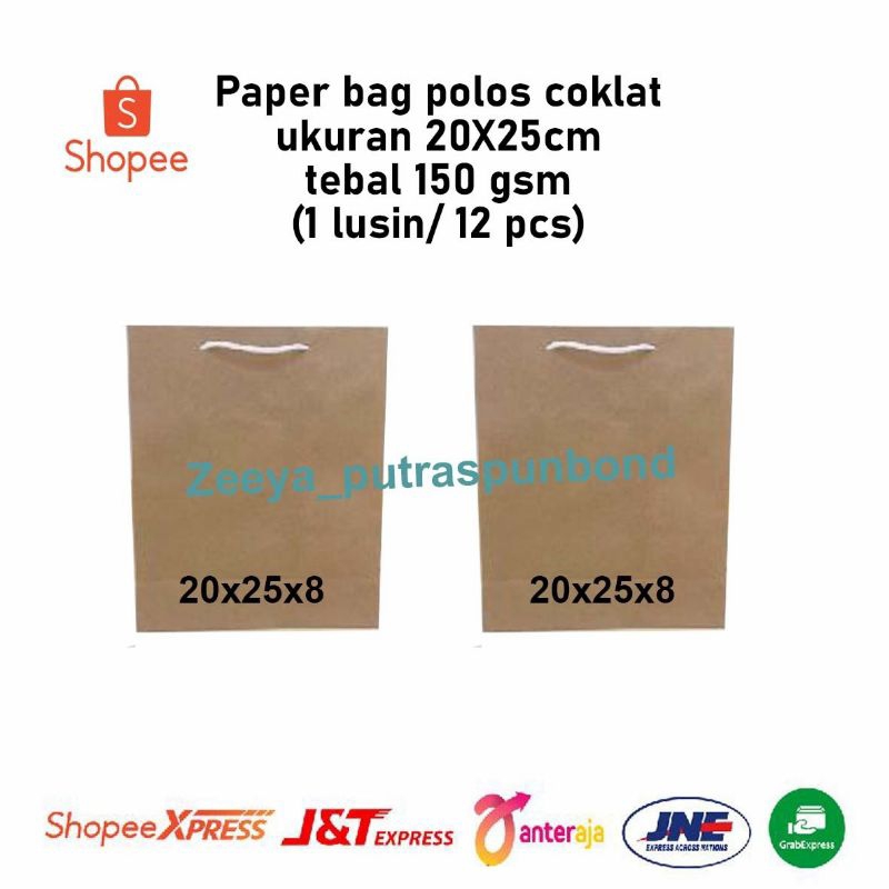 

Paperbag polos Coklat Craft buku Uk (20X25) isi 12pcs